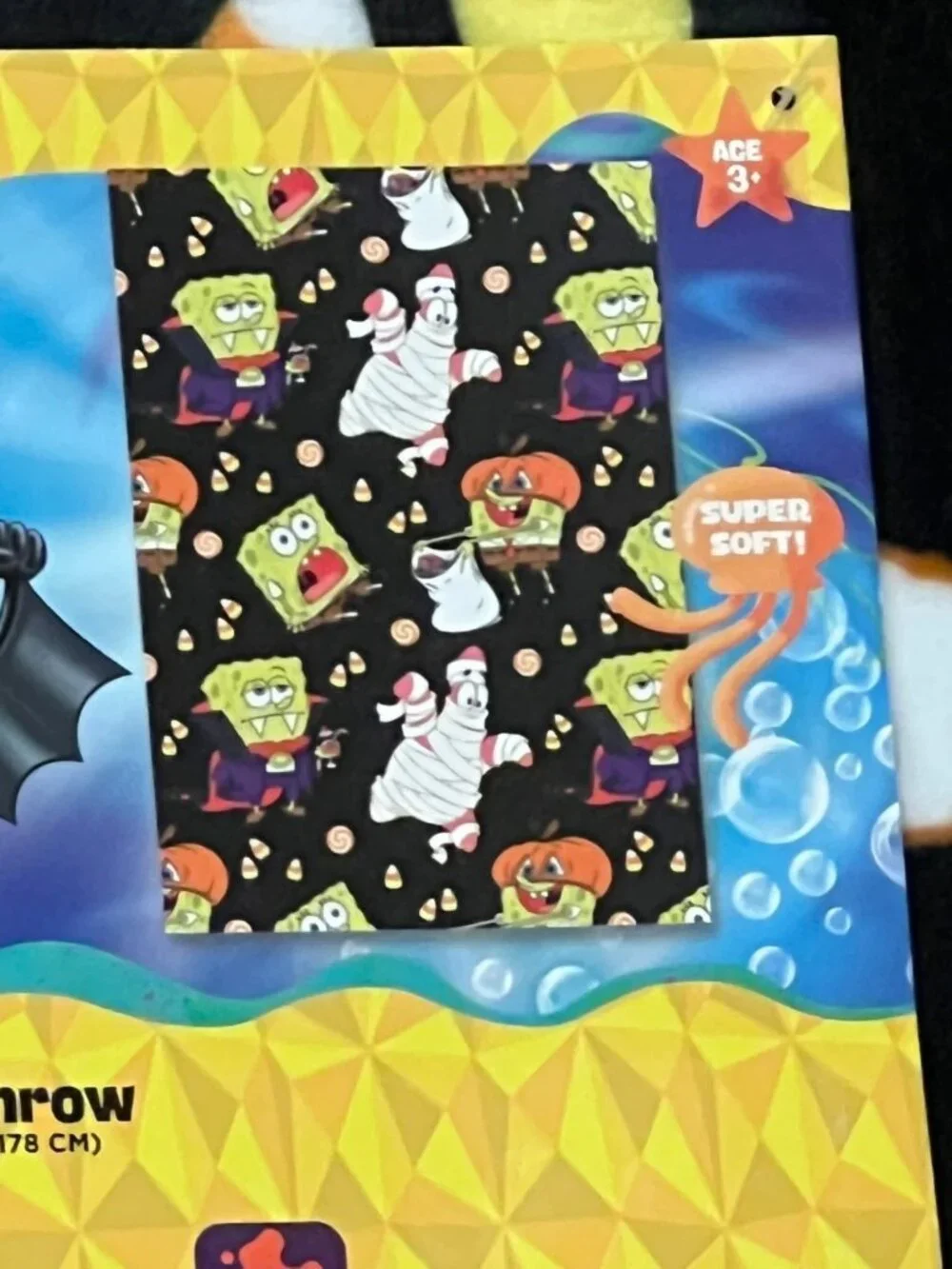 Nickelodeon SPONGEBOB SQUAREPANTS HALLOWEEN Throw Blanket 50x70 Black Mummy 2026